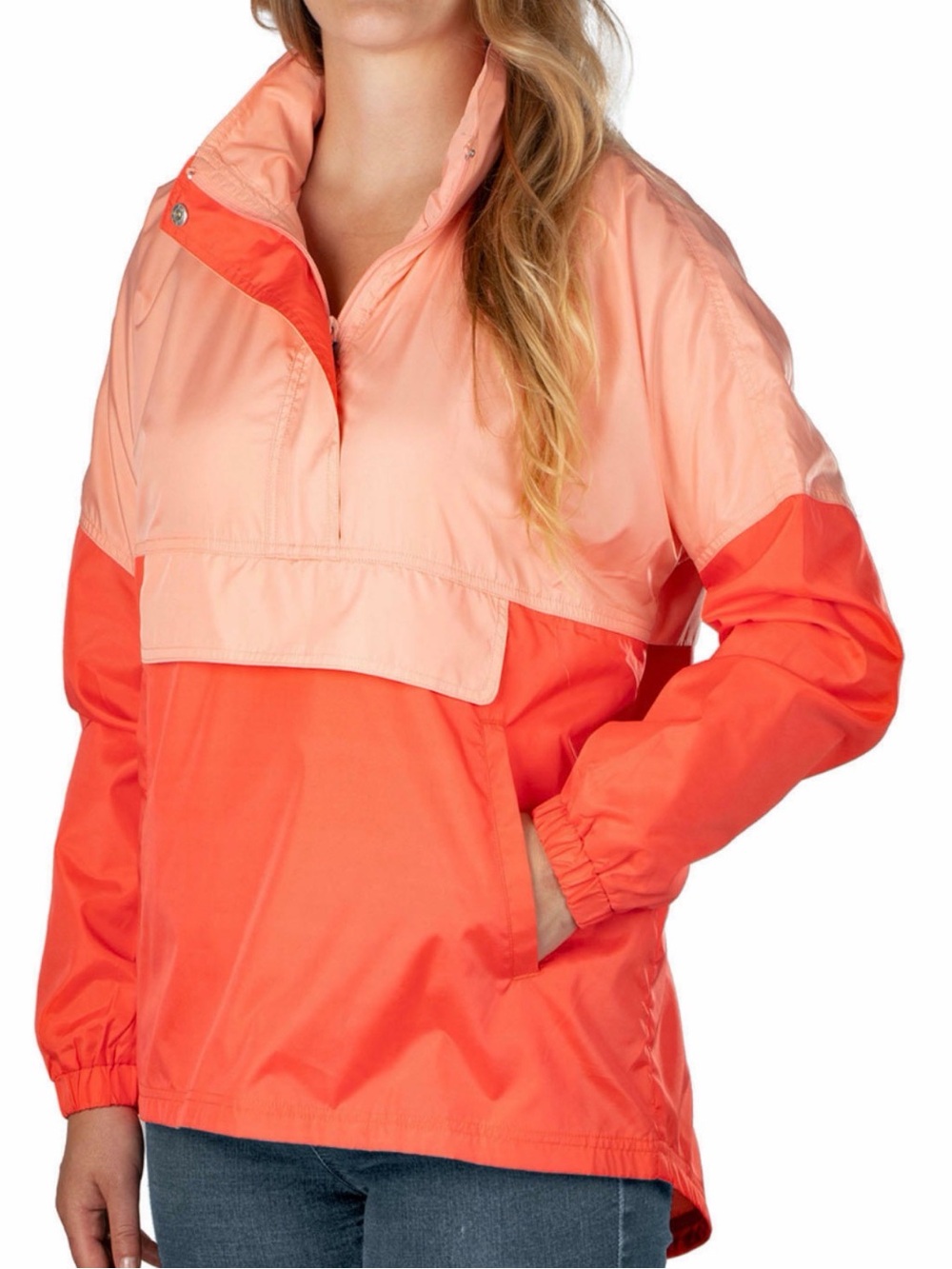 Women's Two-Tone Coral Pullover Rain Jacket